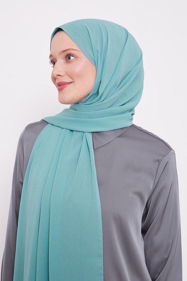 Su Yeşili Krinkıl Düz Şal