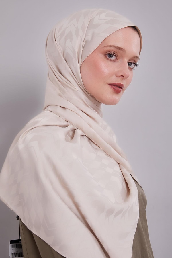 Sütlü Kahve Yön Desen Blue Jakar Şal