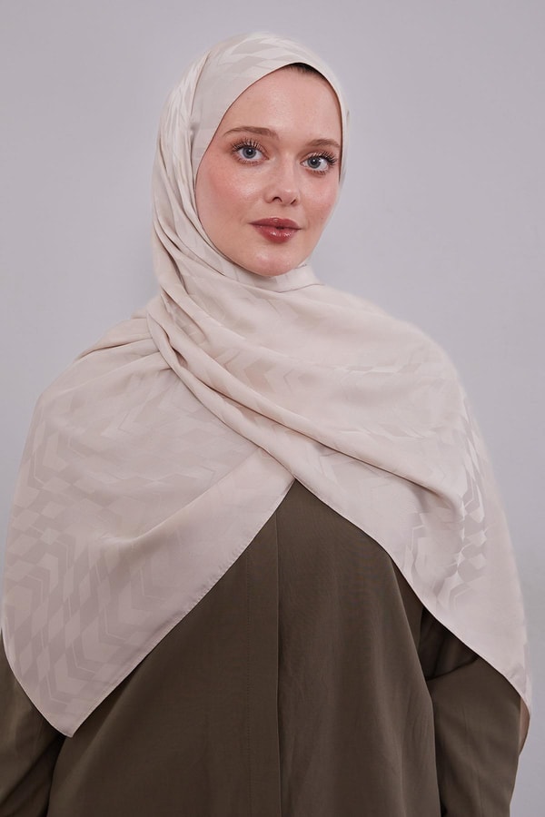 Sütlü Kahve Yön Desen Blue Jakar Şal