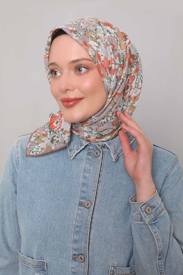 Sütlü Kahve Yonca Desen Soft Eşarp