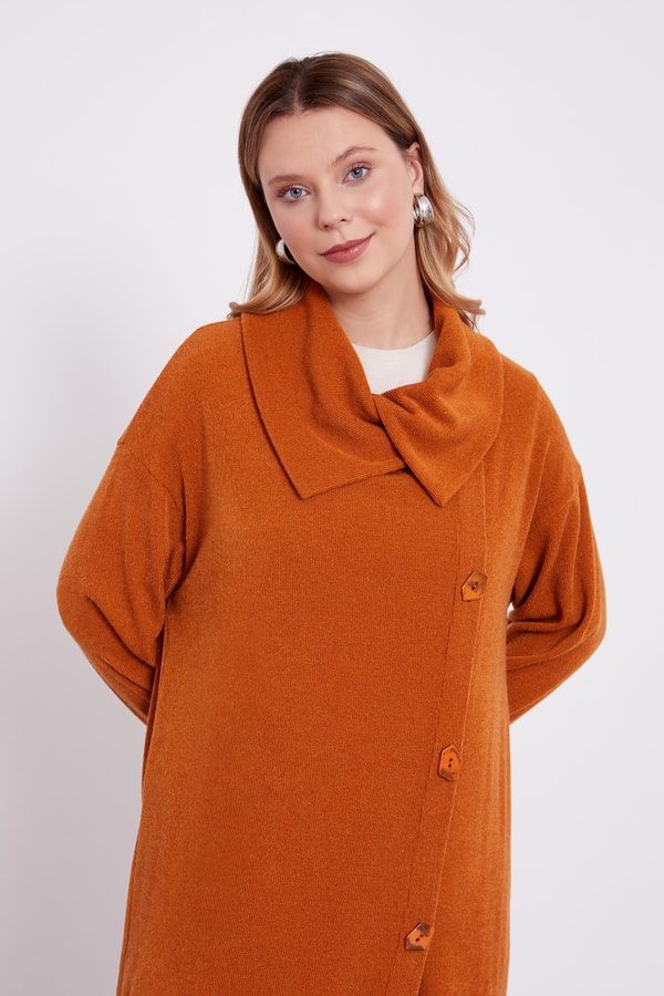 Tarçın Düğme Detaylı Pantolonlu Tunik Takım