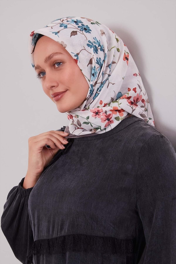 Taş Çiçek Dalı Desen Soft Eşarp