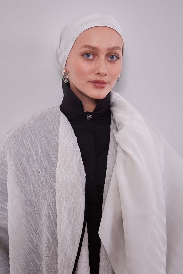 Taş Kesik Çizgili Blue Jakar Şal