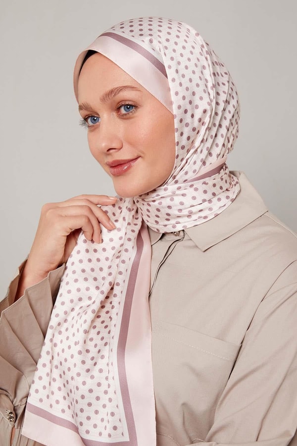 Toz Pembe Halkalı Benek Desen Angel Şal