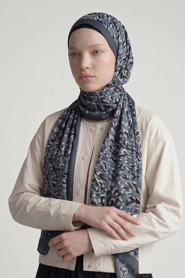 Leopar Dokulu Sport Şal Turkuaz