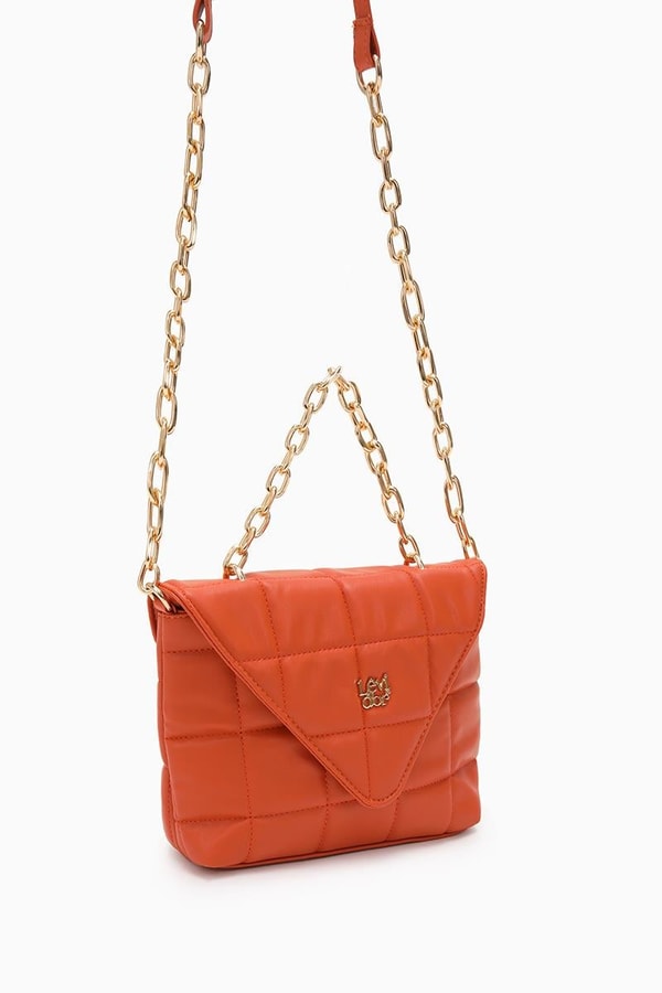 Turuncu Üçgen Kapaklı Omuz Çantası