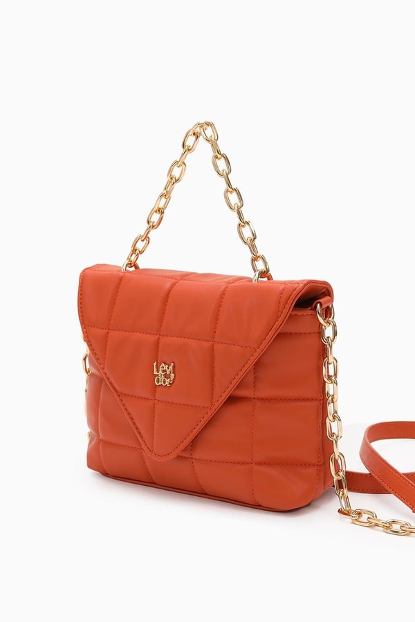 Turuncu Üçgen Kapaklı Omuz Çantası