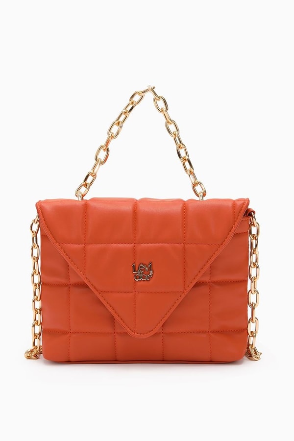 Turuncu Üçgen Kapaklı Omuz Çantası