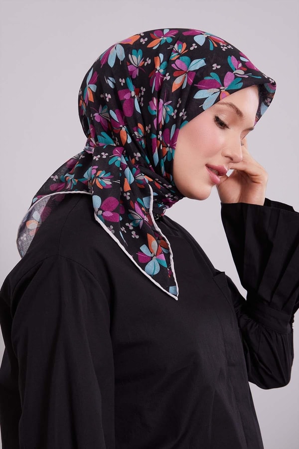 Vizon Çiçek Desen Soft Eşarp