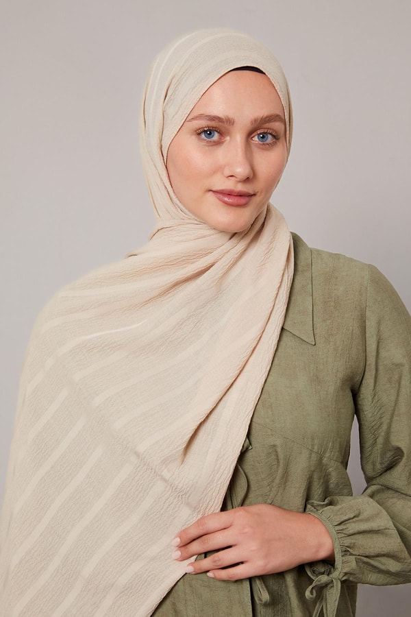 Vizon Kendinden Dokulu Natural Line Şal