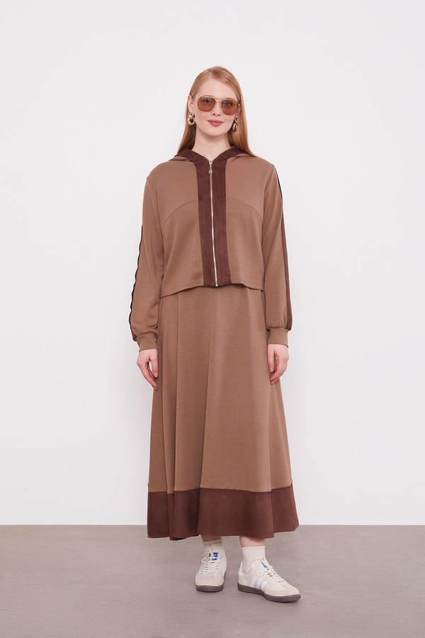 Vizon Kısa Hırkalı Fermuar Kapamalı Etek Takım