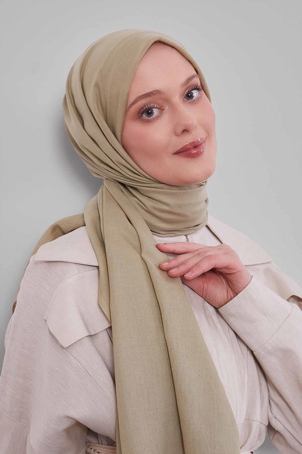 Yağ Yeşili Düz Tensel Şal