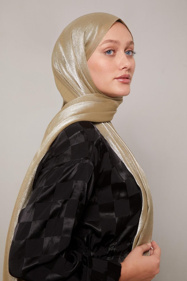 Yağ Yeşili Kristal Abiye Şal