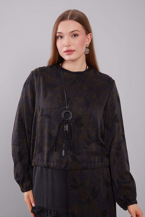 Yağ Yeşili Mini Fırfır Detaylı Cupra Etek Takım