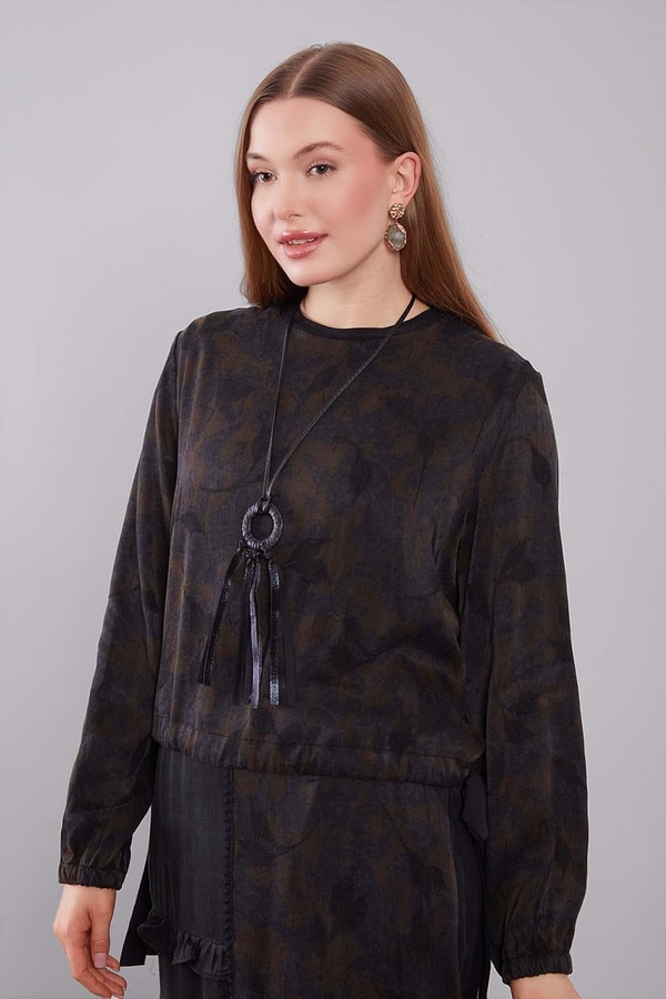 Yağ Yeşili Mini Fırfır Detaylı Cupra Etek Takım