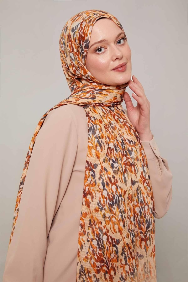 Yavruağzı Batik Desen Pamuk Şal