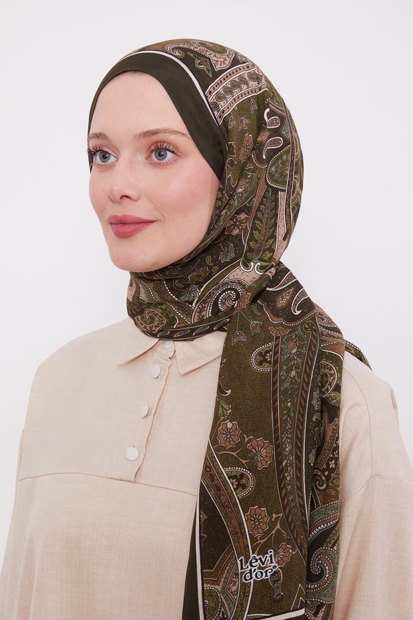 Yeşil Etnik Desen Royal Şal