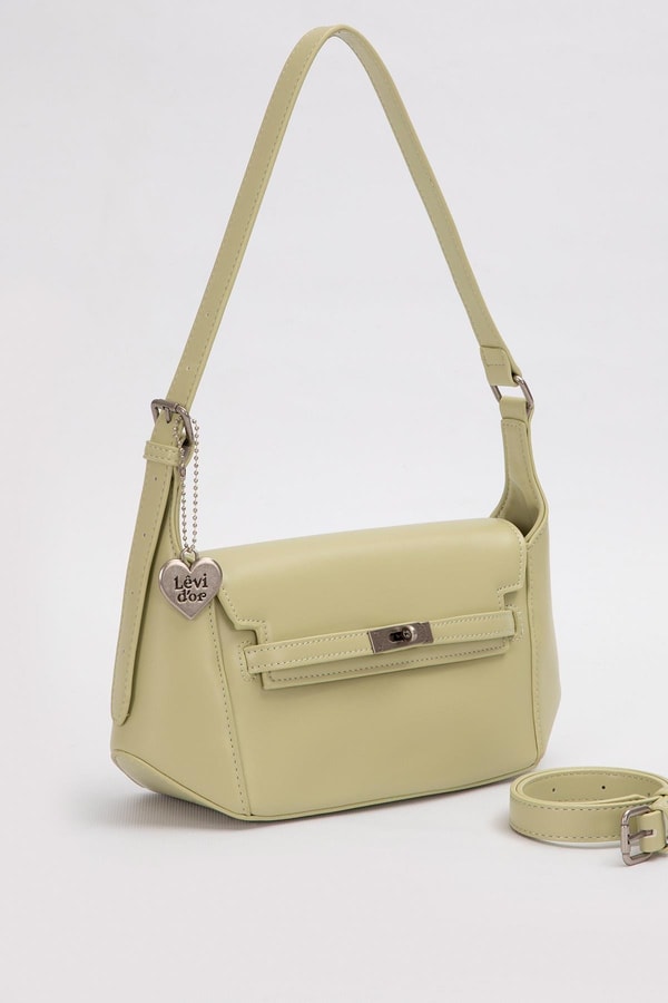 Yeşil Kalp Aksesuar Detaylı Omuz Çantası