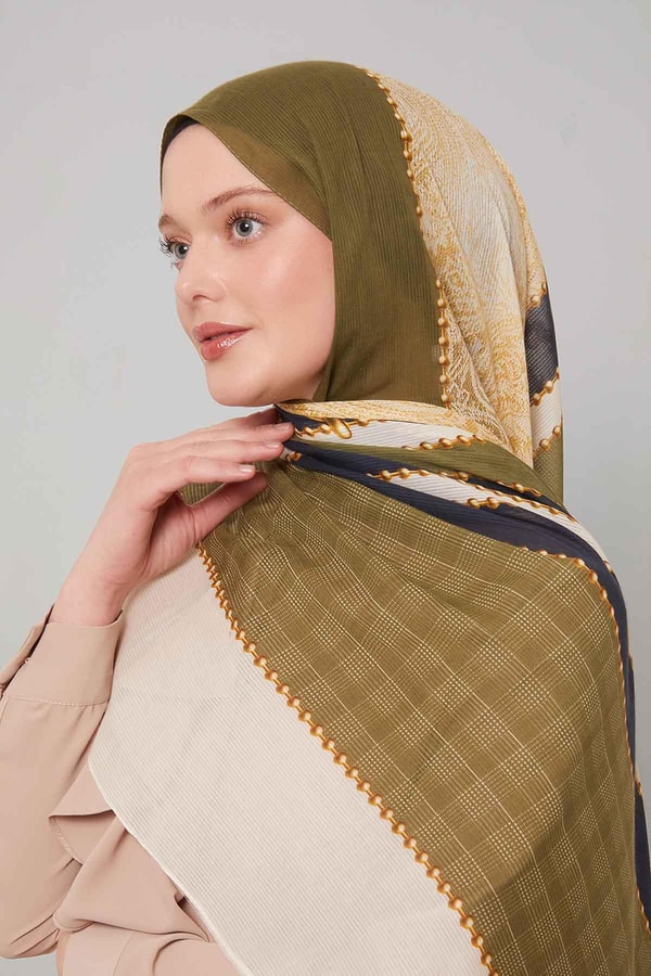 Yeşil Kilit Desen Pamuk Şal