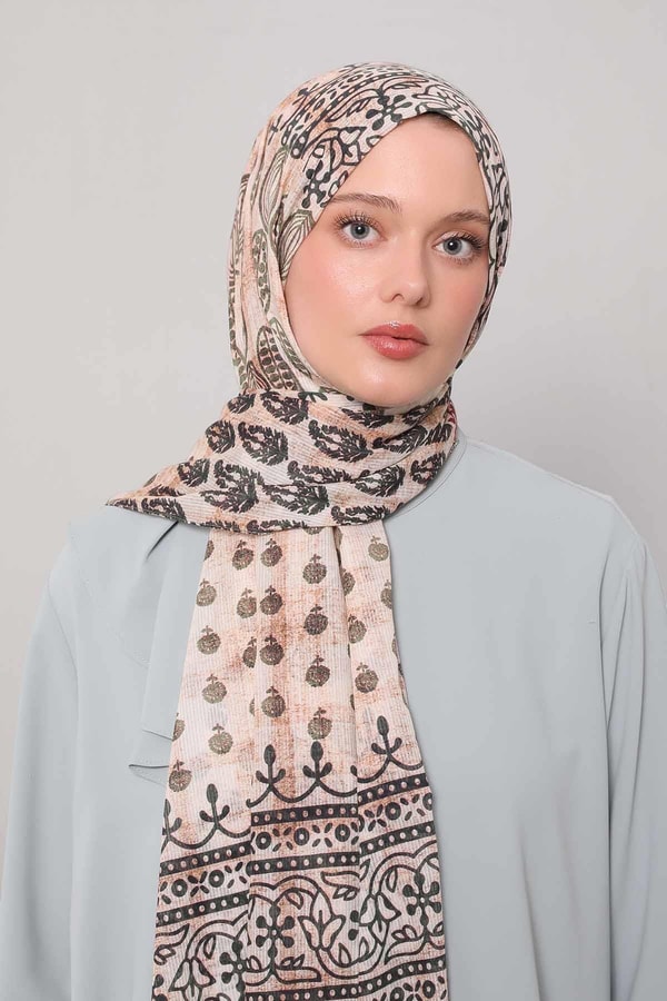 Yeşil Otantik Desen Pamuk Şal