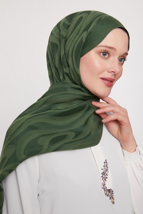 Yeşil Soyut Desen Grazia Şal