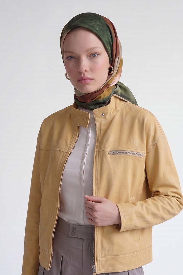 Yeşil Soyut Desen Royal Eşarp