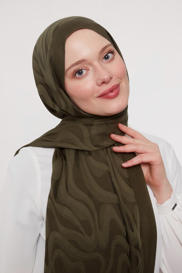 Yosun Yeşili Soyut Desen Grazia Şal