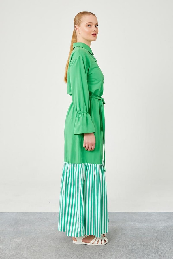 Levidor StudioLevidor Studio Benetton Çizgili Poplin Elbise