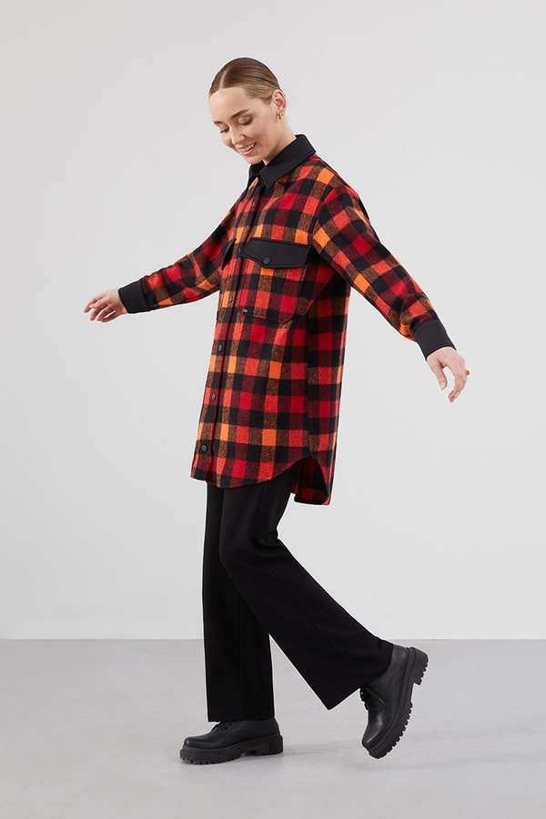 Levidor StudioLevidor Studio Oranj Oversize Kareli Spor Tunik