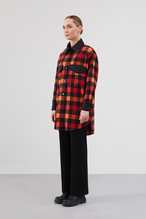 Levidor StudioLevidor Studio Oranj Oversize Kareli Spor Tunik