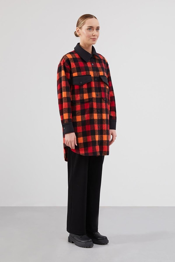 Levidor StudioLevidor Studio Oranj Oversize Kareli Spor Tunik
