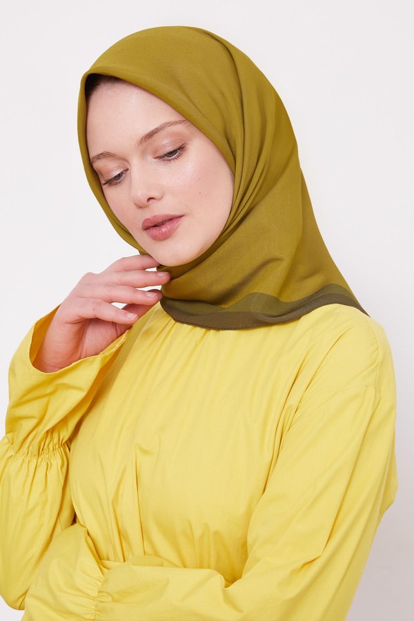 LevidorA.Haki Kenar Şerit Aura Eşarp