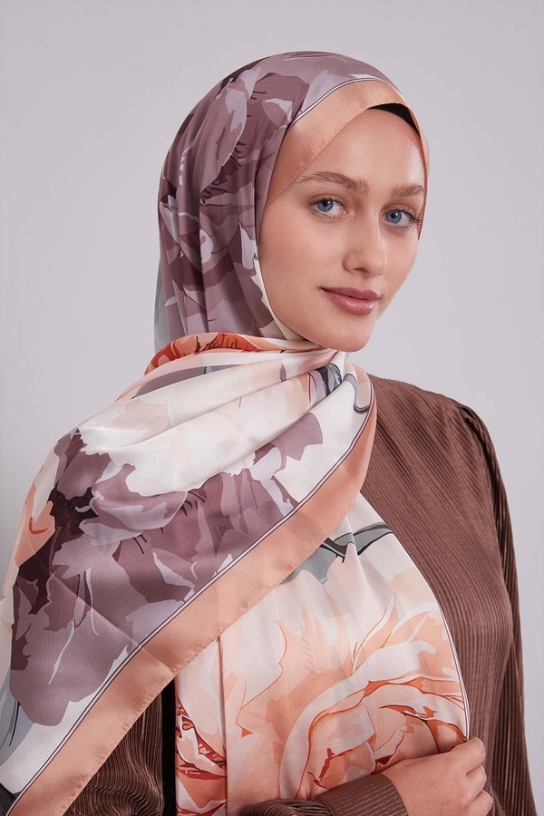 LevidorA.Somon Lotus Desen Hint İpeği Şal