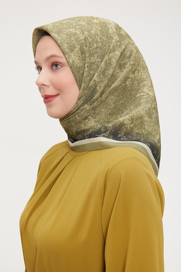 LevidorA.Yeşil Ebruli Aura Eşarp