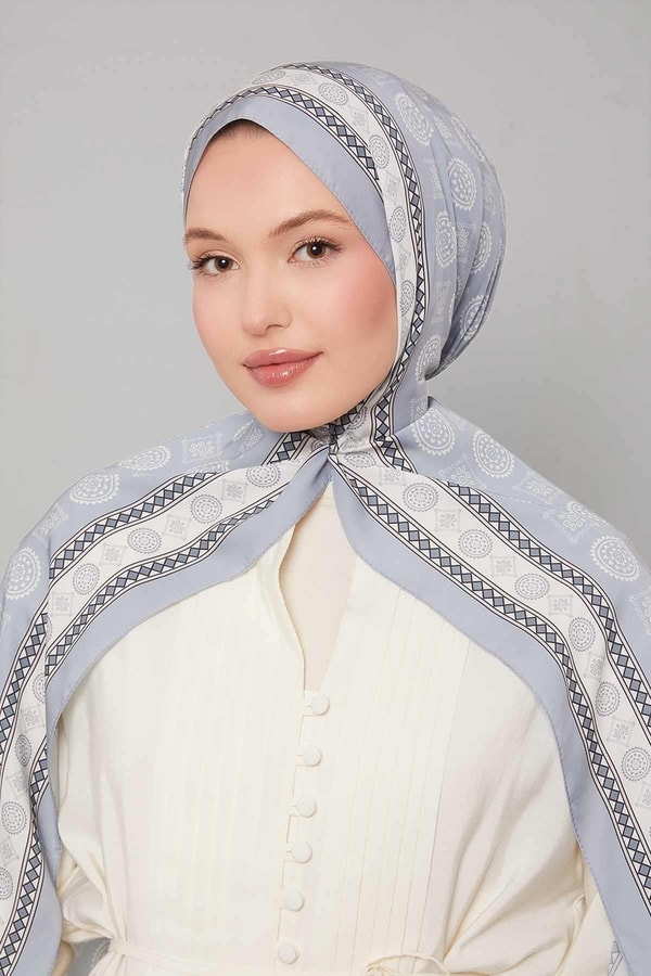 LevidorA.Gri Motif Desen Club Şal