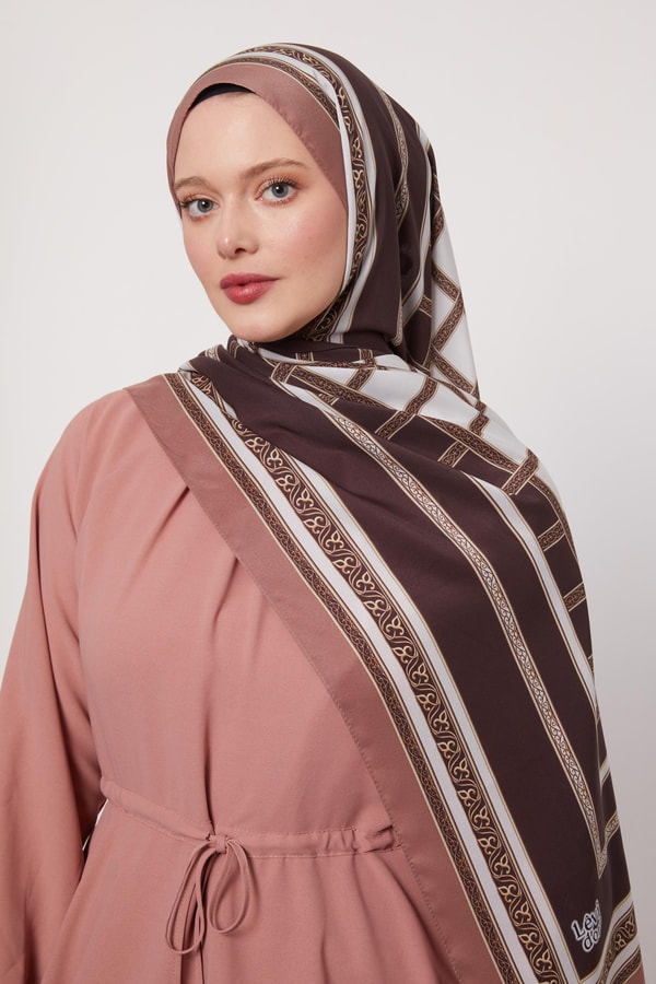 LevidorA.Kahve Varak Desen Love Şal