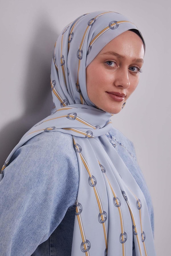 LevidorA.Mavi Çizgili Halka Desen Club Şal