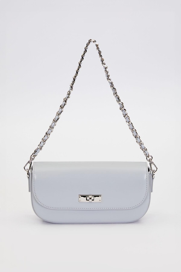 LevidorA.Mavi Silver Kilit Detaylı Omuz Çantası