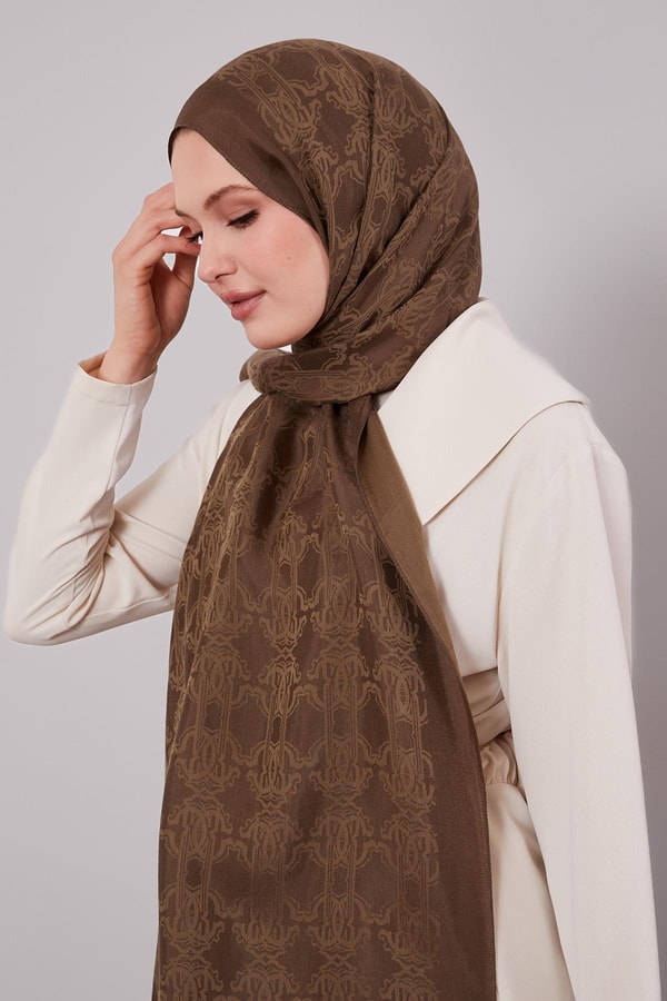 LevidorA.Kahve Tuğra Desen Grazia Şal