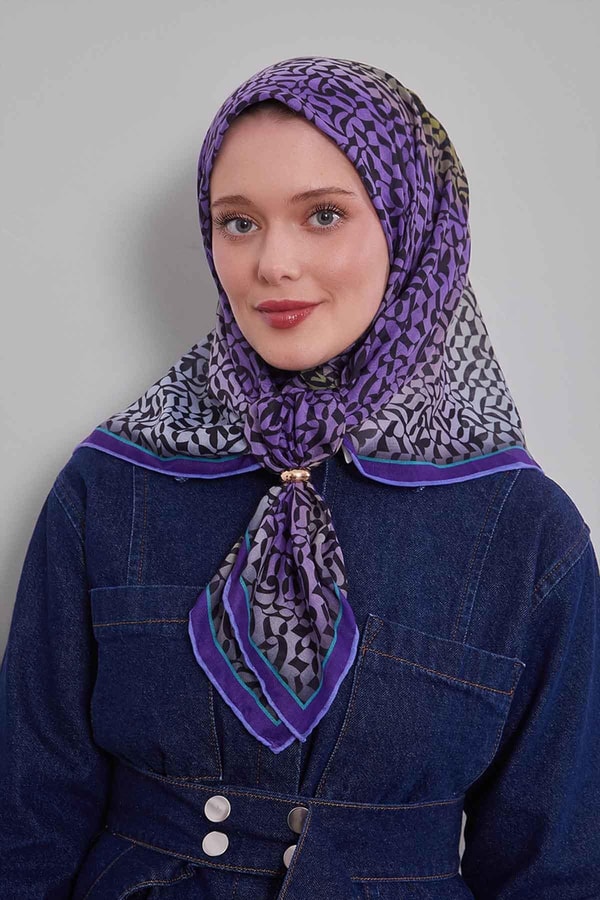 LevidorA.Mor Renk Geçişli Desen Soft Eşarp