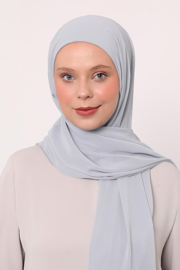 LevidorA.Gri Büyük Hijap Şifon Şal