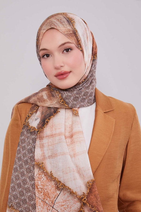 LevidorA.Yeşil Karışık Desen Pamuk Şal