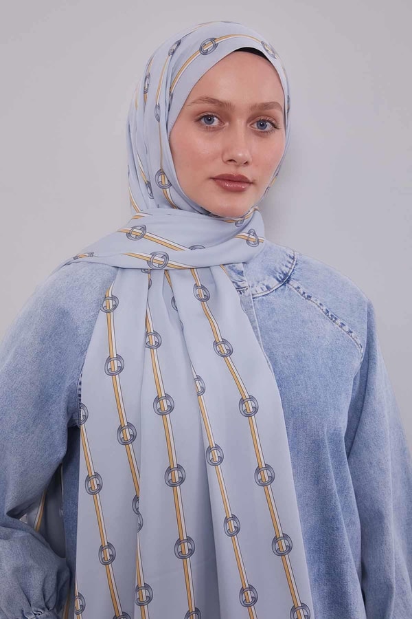 LevidorA.Mavi Çizgili Halka Desen Club Şal