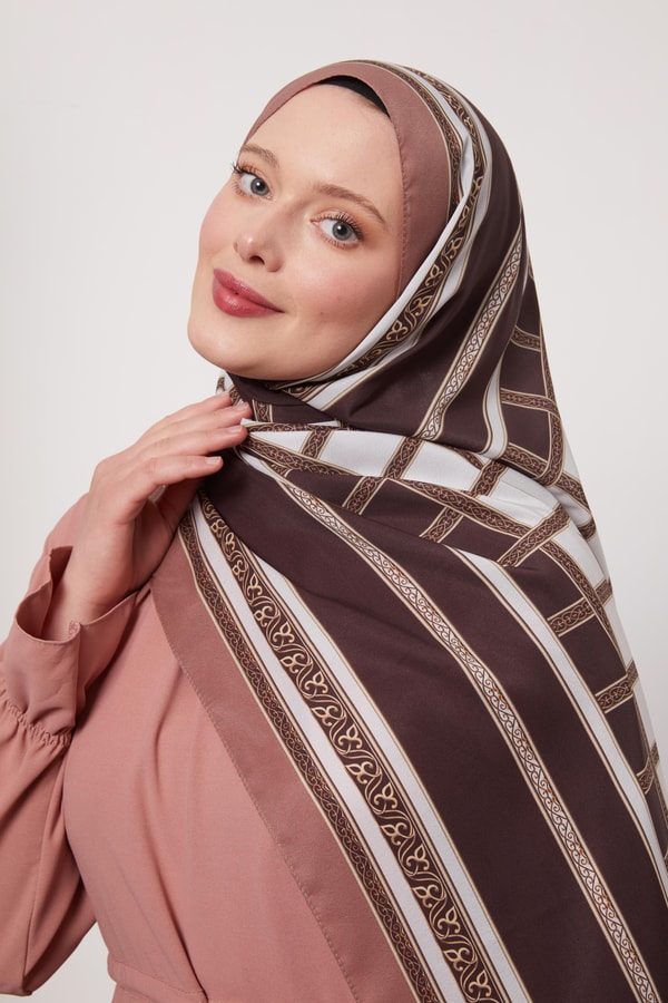 LevidorA.Kahve Varak Desen Love Şal