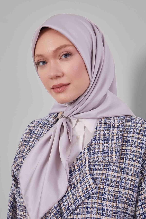 LevidorA.Gri Düz Renk Trend Twill Eşarp