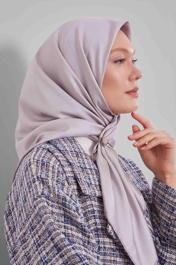 LevidorA.Gri Düz Renk Trend Twill Eşarp