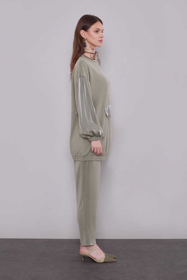 LevidorA.Yeşil Parıltılı Şerit Detay İkili Takım