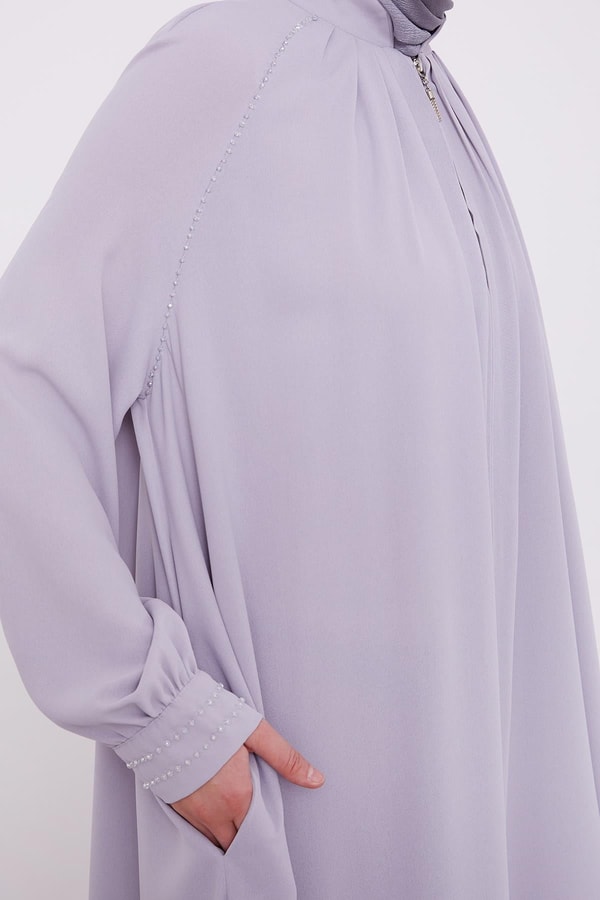 LevidorA.Gri Omuz Taş Detay Ferace