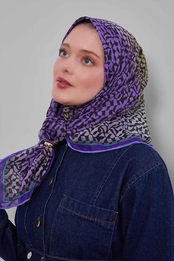 LevidorA.Mor Renk Geçişli Desen Soft Eşarp