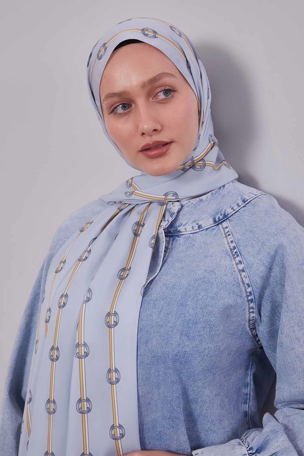 LevidorA.Mavi Çizgili Halka Desen Club Şal